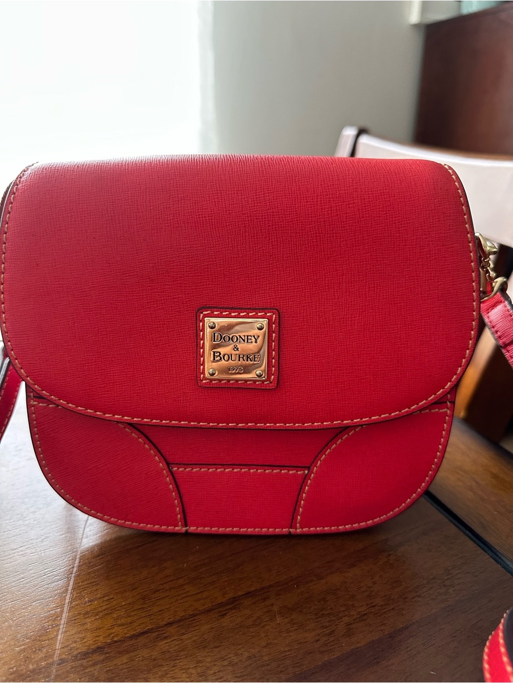 Dooney & Bourke Red Leather Crossbody Saddle Bag Small - Picture 2 of 10